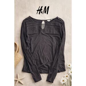 H&M black small women’s shirt, button back closure, dress or casual styled